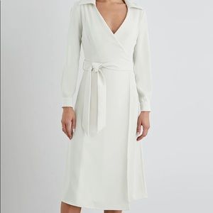Ivory Bryce belted crepe midi wrap dress